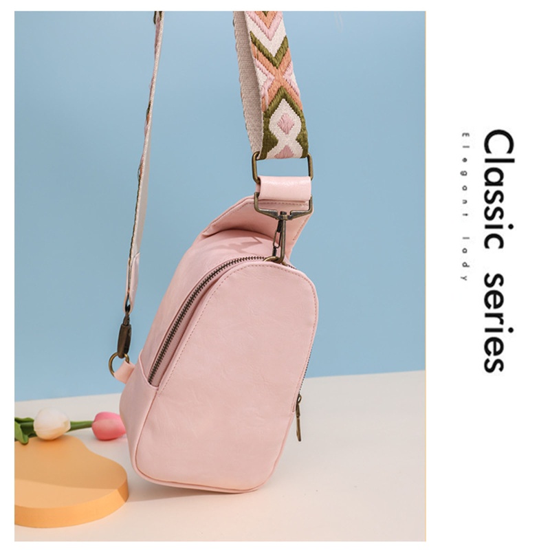 Túi Đeo Chéo Ngực Bằng Da PU Màu Trơn Sáng Tạo Dễ Phối Đồ Có Thể Điều Chỉnh Cho Hoạt Động Ngoài Trời