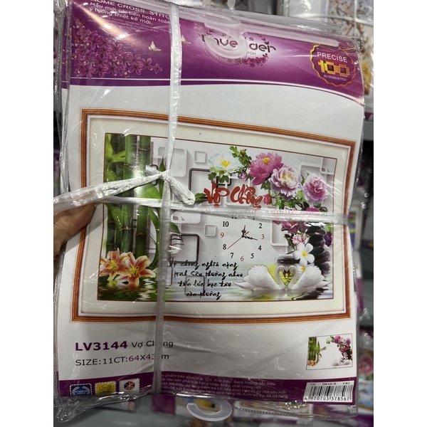 tranh thêu chữ thập đồng hồ lv3144 (64x43)