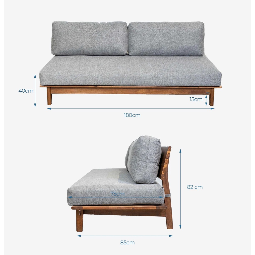Ghế Sofa Gỗ Tràm Tự Nhiên MOHO VLINE 601 Màu Xám Đậm