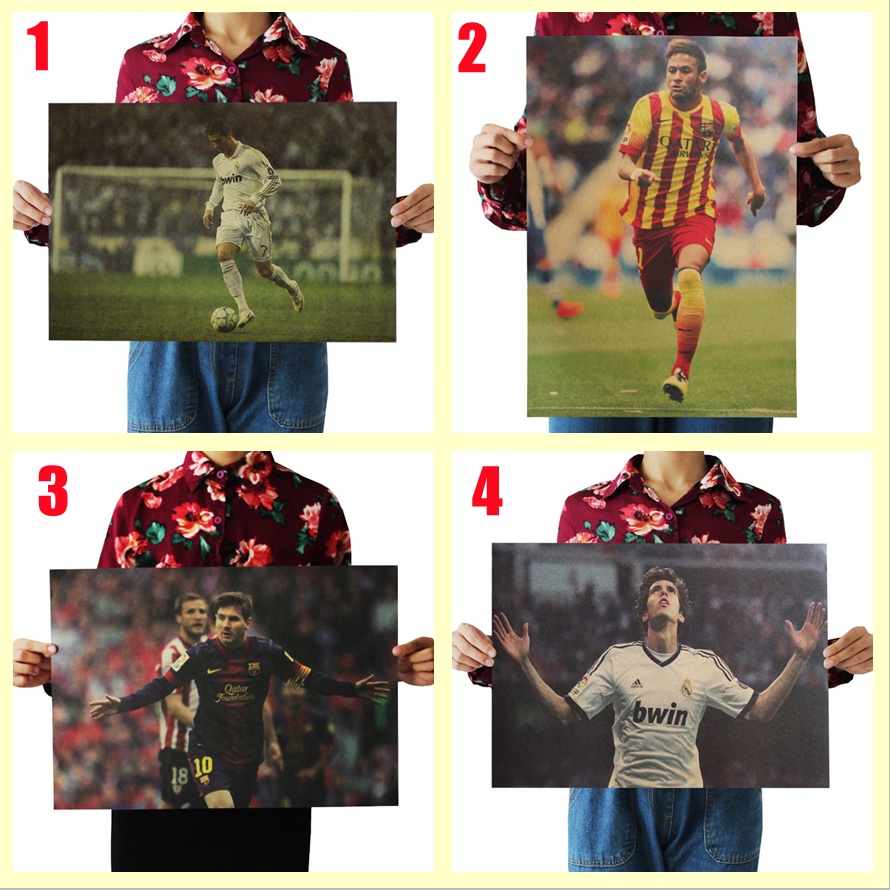 Poster hình cầu thủ bóng đá Ronaldo Messi Neymar dùng trang trí