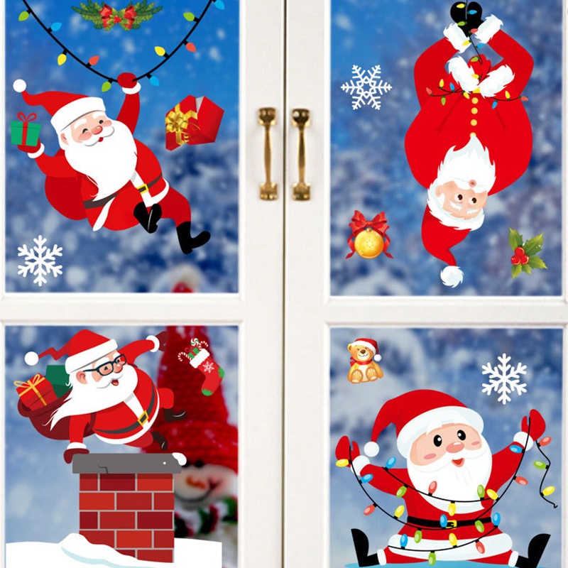 Trang trí cửa sổ Giáng sinh Ông già Noel Người tuyết Hươu nai màu nâu vàng Mía Trang trí nội thất Đồ trang trí Bông tuyết Tầm gửi Trẻ em Phụ kiện Khác AKKU