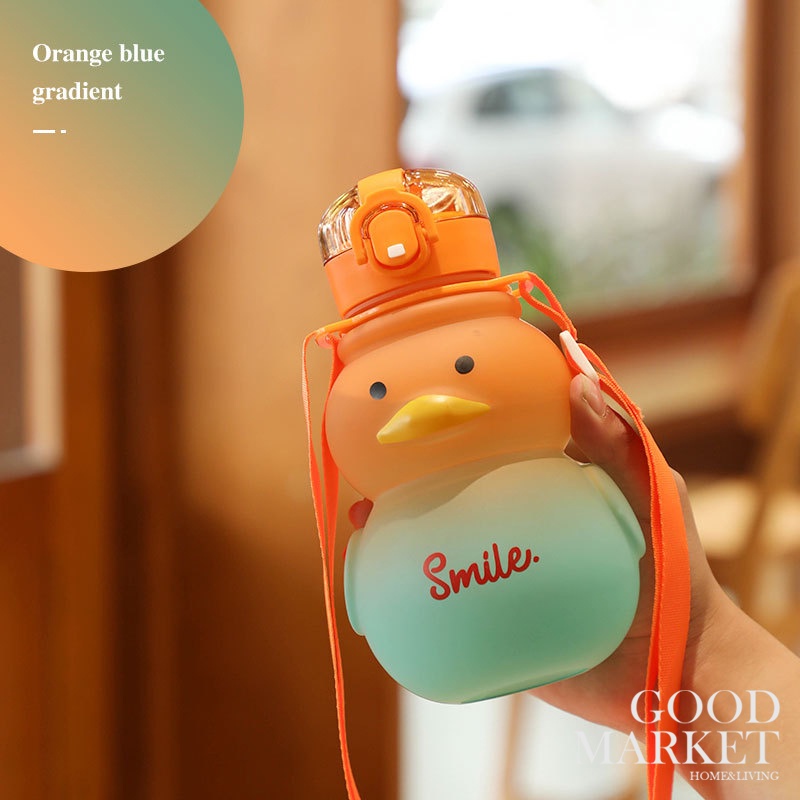 Bình Nước 650ML Bằng Nhựa Màu gradient Cỡ Lớn Có Ống Hút Tiện Dụng Cho Học Sinh