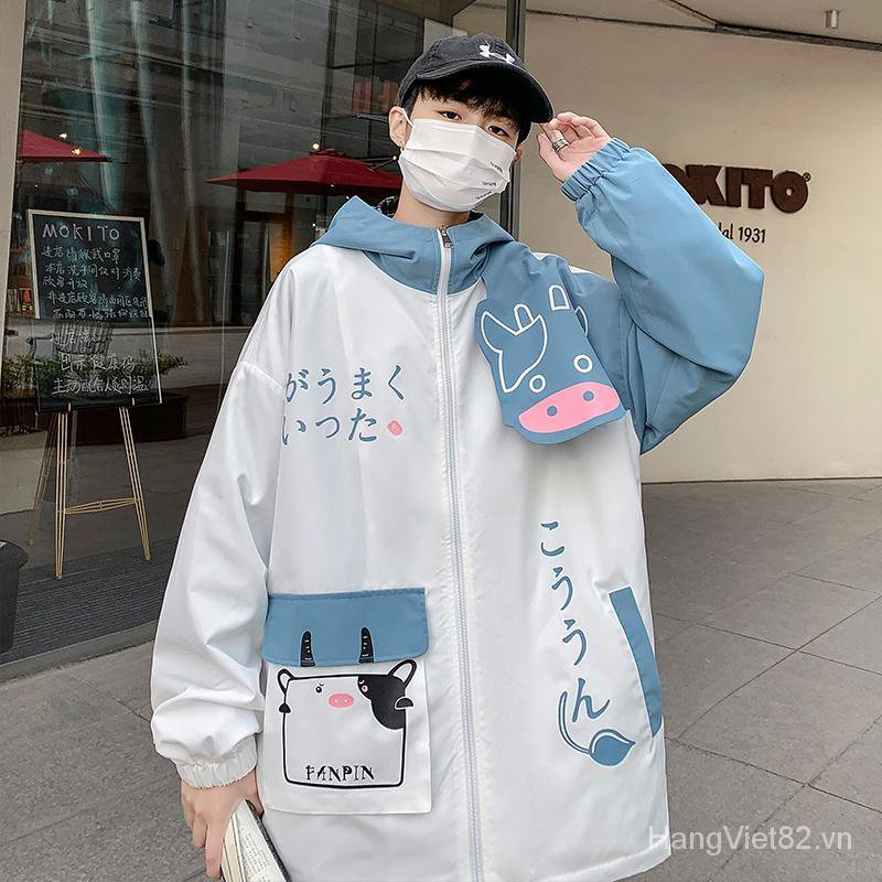 Áo Khoác Hoodie Dáng Rộng Plus Size Phong Cách Nhật Hàn Thời Trang Xuân Thu Cho Nam 2021