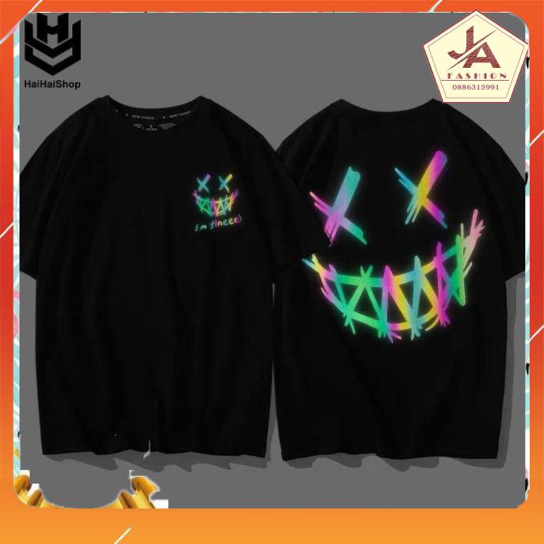 Áo Thun Phản Quang Finee mặt quỷ Form Rộng Unisex Nam Nữ Rẻ Đẹp siêu hót JASHOP
