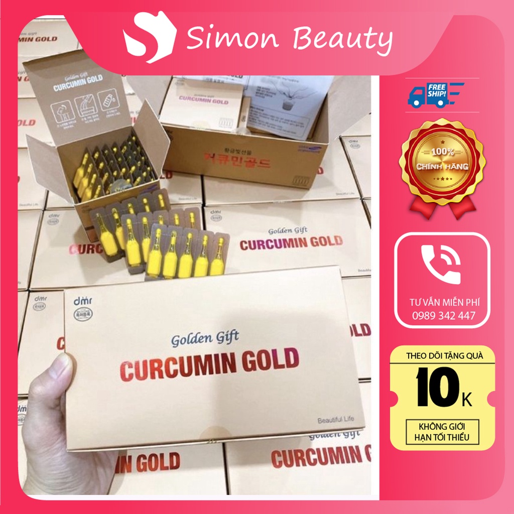 10 Ống Nghệ Nano Curcumin Gold, GOLDEN GIFT Hàn Quốc Giúp làn da Sáng Trắng