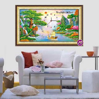 TRANH ĐÍNH ĐÁ ĐỒNG HỒ TÙNG NGHÊNG KHÁCH TRANH CHƯA ĐÍNH DF201