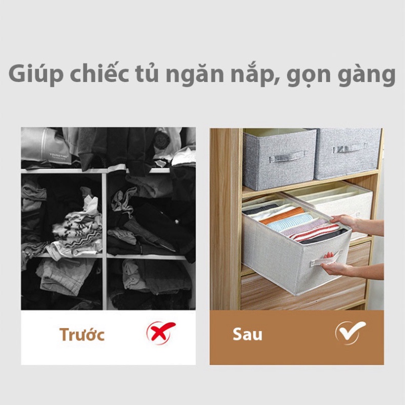 Hộp đựng quần áo chia ngăn bằng vải tiện lợi, khay túi vải đựng đồ 7, 9 ngăn cỡ lớn tiện dụng Leos Official