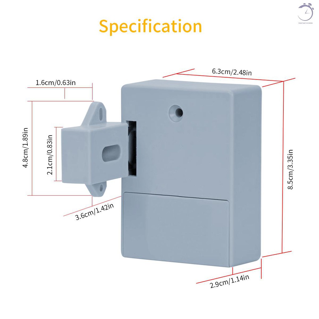 Khóa tủ cảm biến thông minh Kết dính Khóa ngăn kéo ẩn Tủ giày Tủ quần áo Phòng tắm Khóa kỹ thuật số cảm ứng cho cửa mở hai lần Màu xám T3♠