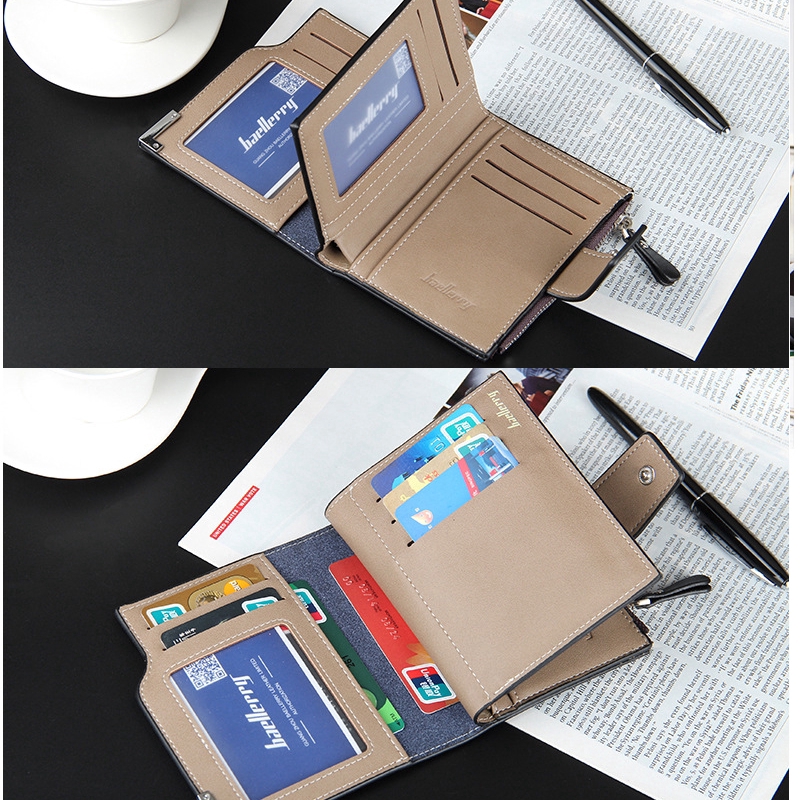 Ví Da Ngắn Baellerry Có Khóa Kéo Đa Năng Thời Trang Cho Nam