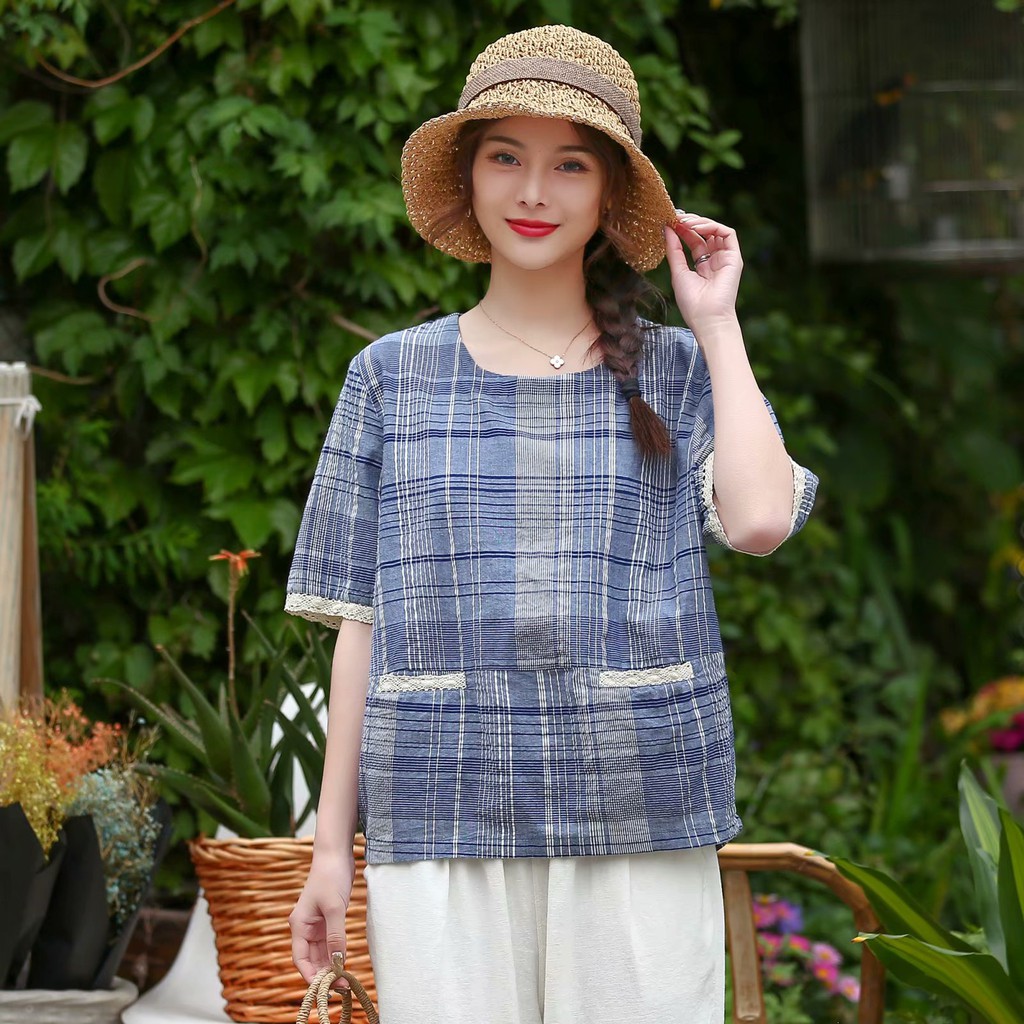 ÁO MORI VẠT CONG CARO TÚI VIỀN REN