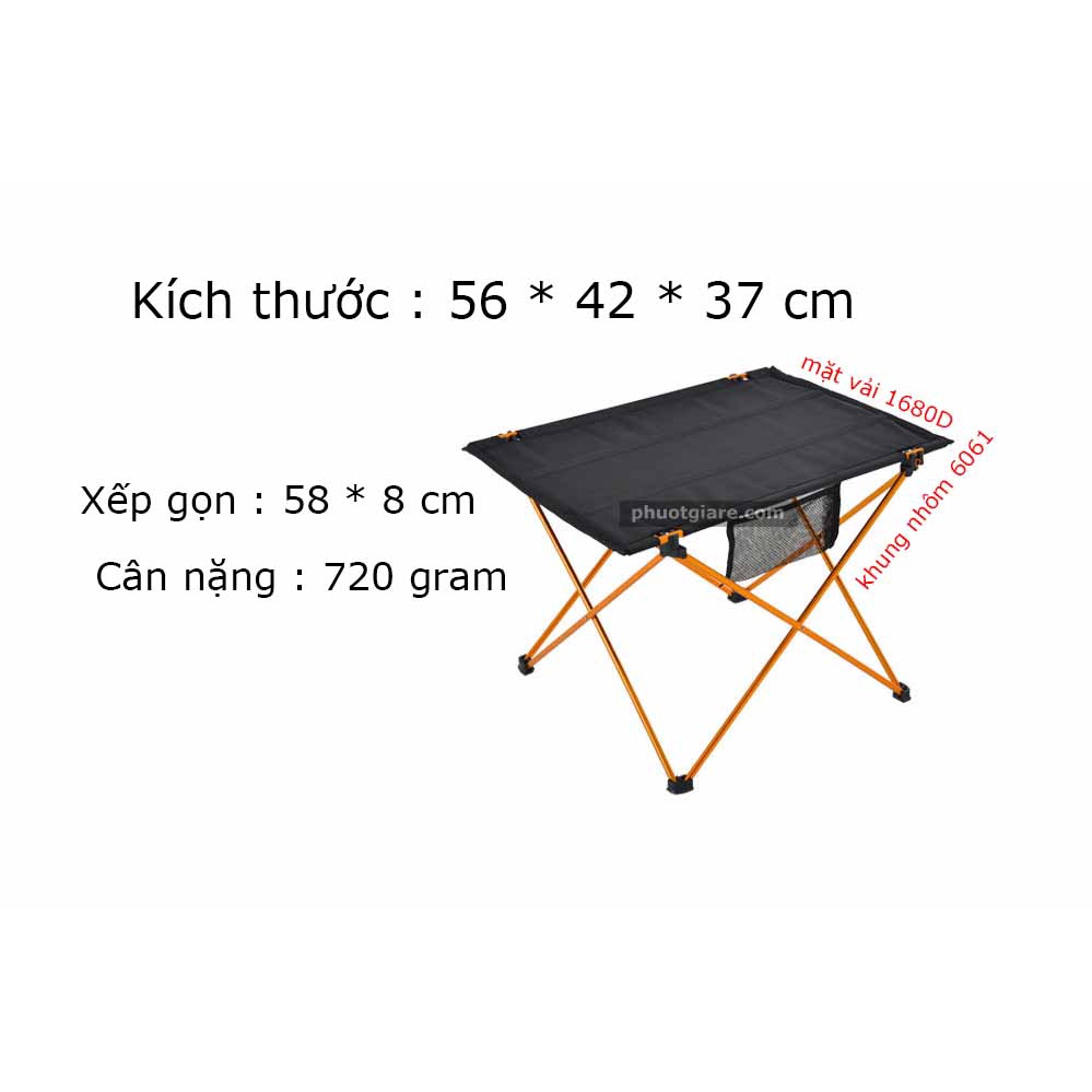 Bàn phượt xếp gọn 56cm siêu nhẹ cắm trại du lịch câu cá