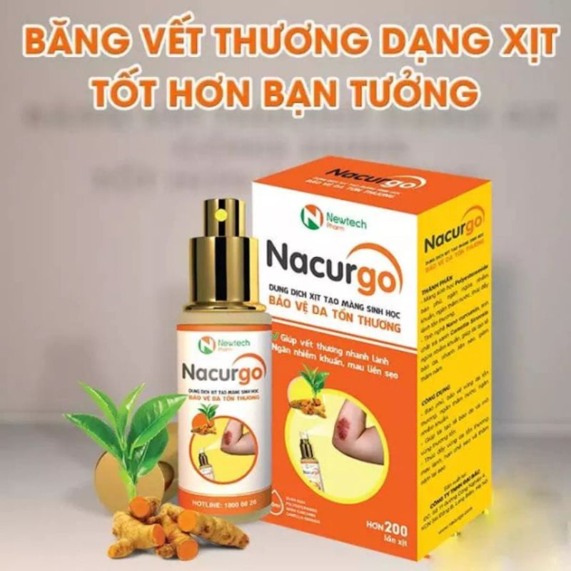 NEW COMBO] NACURGO - Dung dịch rửa vết thương + Xịt tạo màng sinh học