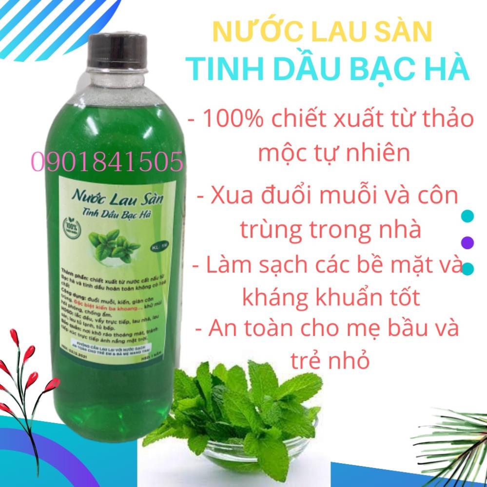 Nước Lau Sàn Tinh Dầu Sả, quế, bạc hà -  [1 lít] Xua Đuổi Các Loại Côn Trùng Có Hại [100% TỰ NHIÊN]