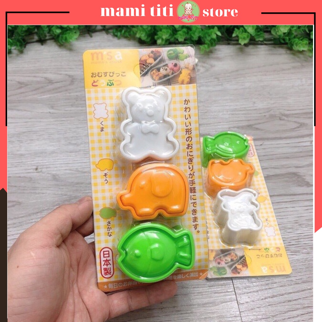 Khuôn tạo hình cơm cho bé, SET 3 khuôn hình ĐỘNG VẬT cho bé - MAMI.TITI