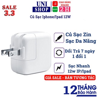 Củ sạc ipad 12w xịn, hàng chuẩn chính hãng có bảo hành, sạc iphone ipad không loạn chip, Full box - Uni Shop
