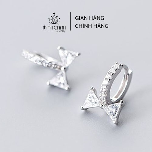 Bông Tai Bạc Hình Nơ Đính Đá - Minh Canh Jewelry