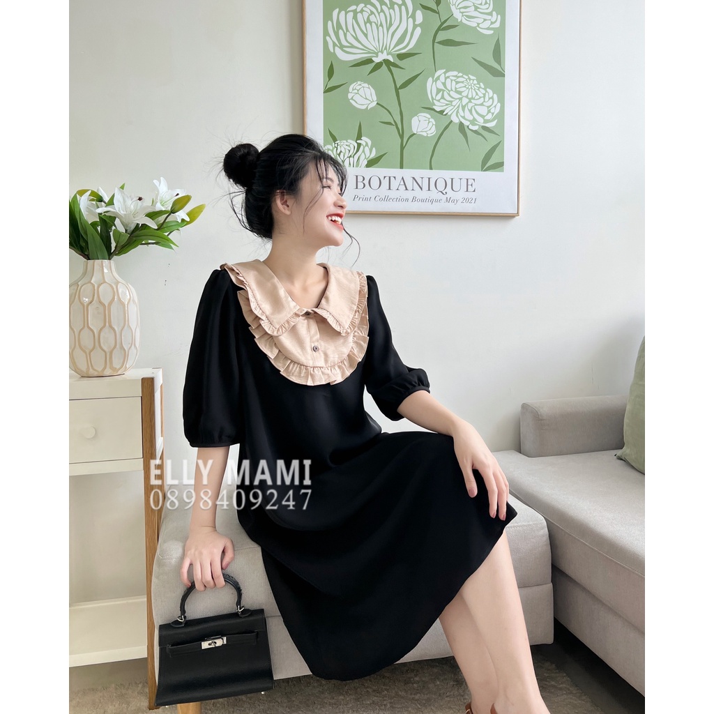 ( 40kg - 95kg ) Đầm Bầu , Suông Cổ Bèo 3 Màu Mặc Form Dễ Mặc Thoải Mái Suốt Thai Kì &amp; Sau Sinh Thiết Kế Cao Cấp
