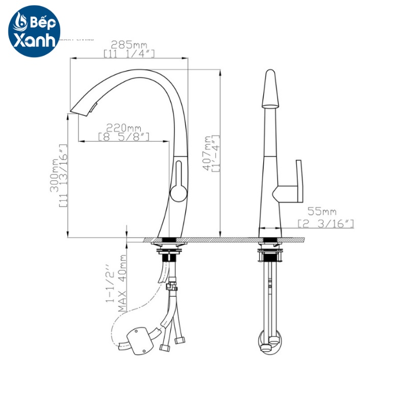 [FREESHIP HCM] Vòi Rửa Chén Nóng Lạnh Ecalite EF-K114B - Màu Đen
