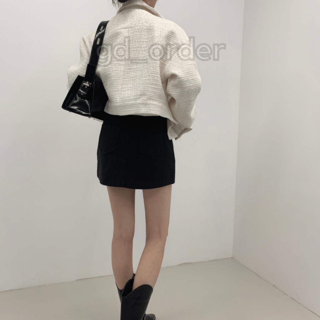 K48|Áo khoác hàn quốc dạ tweed dáng ngắn cá tính cho nữ dài tay công sở thanh lịch gd_order