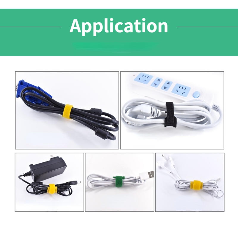 Set 2 Dây Quấn Cáp Khóa Dán Chữ T Tái Sử Dụng Linh Hoạt