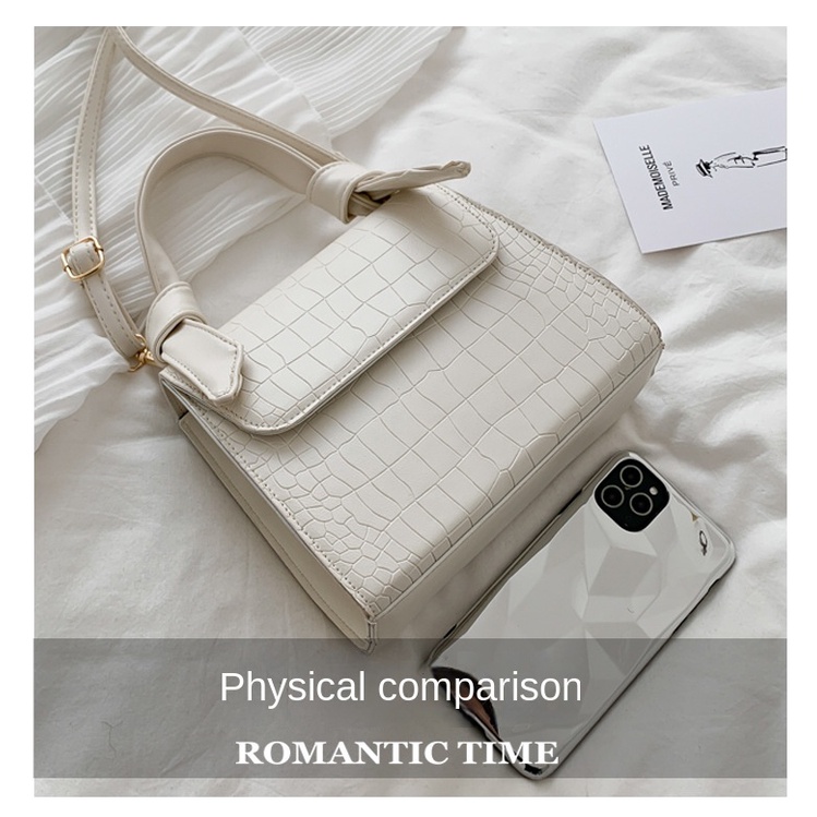 Túi Đeo Chéo Họa Tiết Da Cá Sấu Màu Trơn Thời Trang Hàn Quốc Dễ Phối Đồ