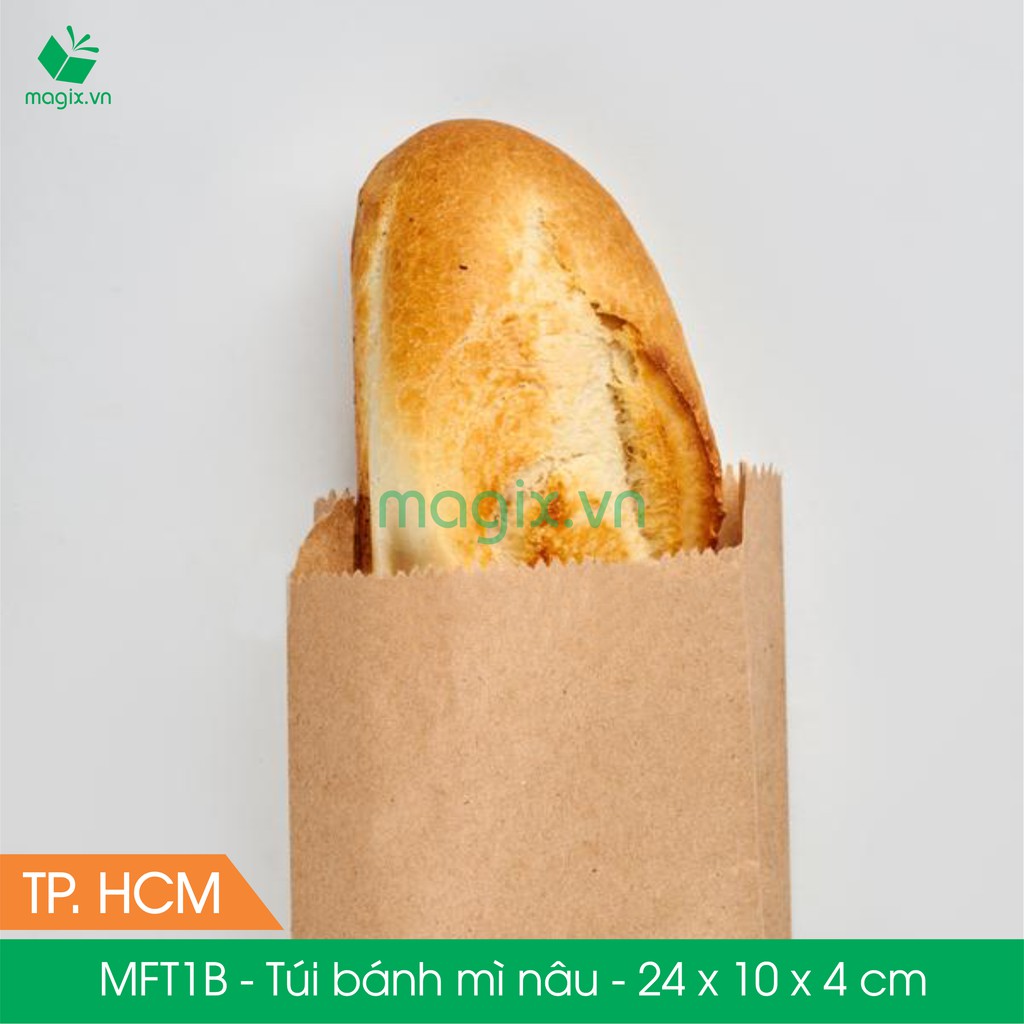 MFT1B - 24x10x4 cm - 100 Túi giấy bánh mì nâu