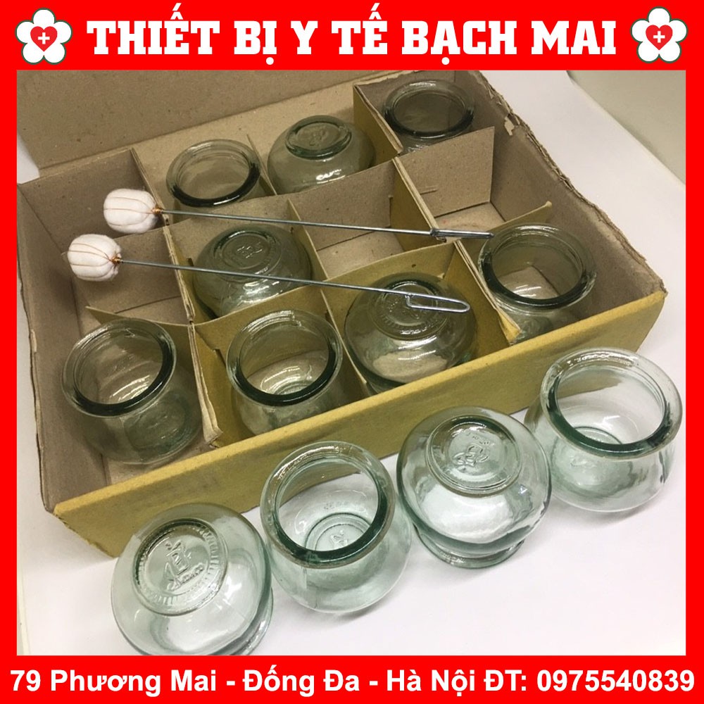 Bộ 12 Ống Giác Hơi Thủy Tinh  Kèm Cây Châm Lửa