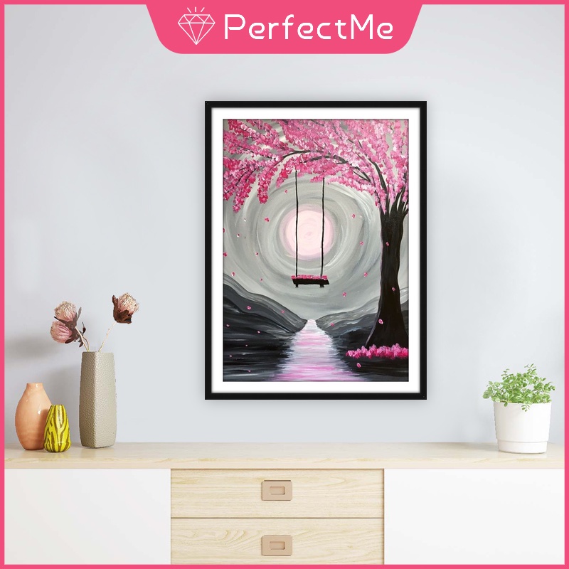 Bộ tranh đính đá 5D họa tiết cây anh đào độc đáo kích thước 30x40cm DIY dùng trang trí nhà cửa