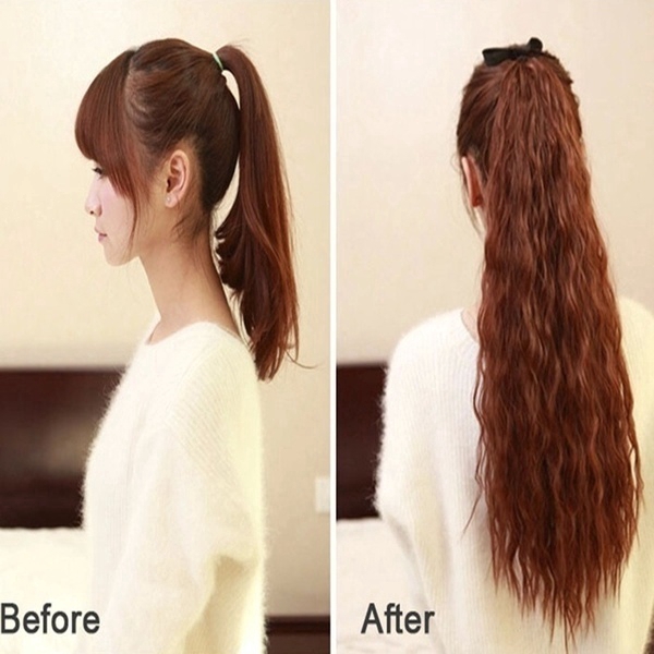 Tóc Giả Kiểu Đuôi Ngựa Dài Xoăn Có Dây Rút Dành Cho Nữ
