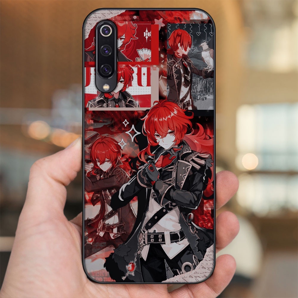 Ốp lưng Xiaomi Mi 9, Mi 9 SE viền đen in hình Diluc Genshin Impact