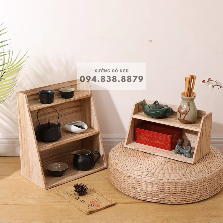 Kệ gỗ để bàn kệ tranh trí phòng khách kệ trà đạo gỗ MDF nhập khẩu chống ẩm cao cấp phong cách tối giản hiện đại