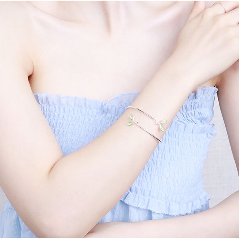 Vòng đeo tay nữ Vòng đeo tay lá ngọc bích có thể điều chỉnh đơn giản
