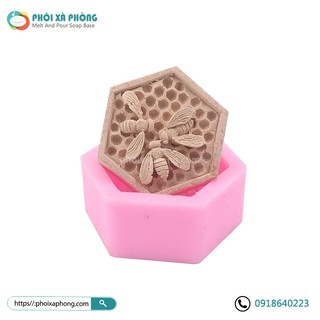 Khuôn Silicon Đơn Hình Tổ Ong 3 Con Ong