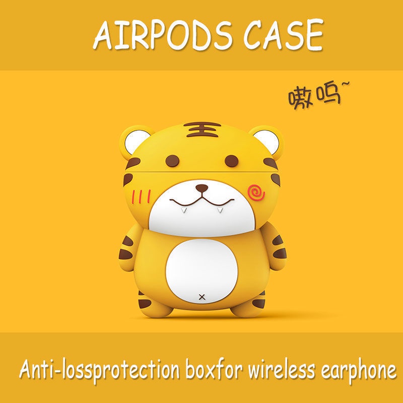 Vỏ Bảo Vệ Hộp Sạc Tai Nghe airpods 1 2 3 pro Bằng Silicon Mềm Hình Hổ Dễ Thương