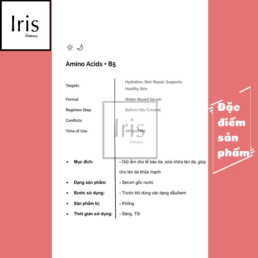 (BILL CANADA) Serum dưỡng ẩm, phục hồi da Amino Acids + B5 – The Ordinary.