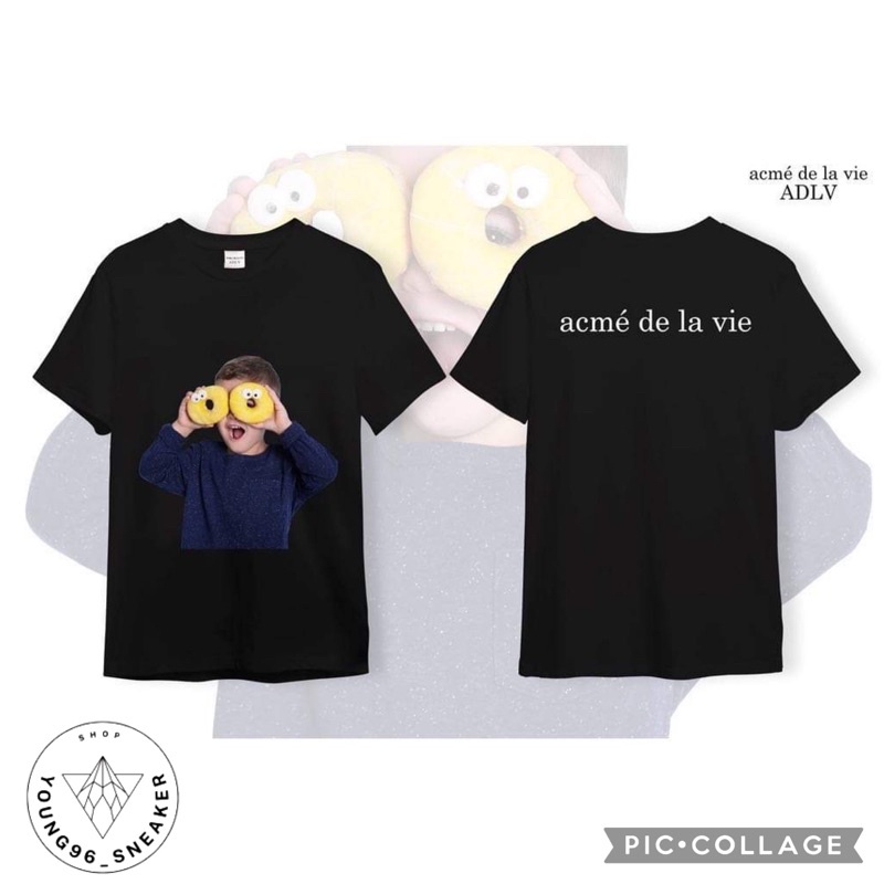 [Full túi zip] Áo thun ADLV form rộng unisex Hình Bé Nam cầm 2 miếng bánh