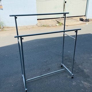 Sào phơi đồ đôi khung inox chắc chắn, chân vuông cao cấp, treo quần áo không khoen (R50*D120*C130cm)