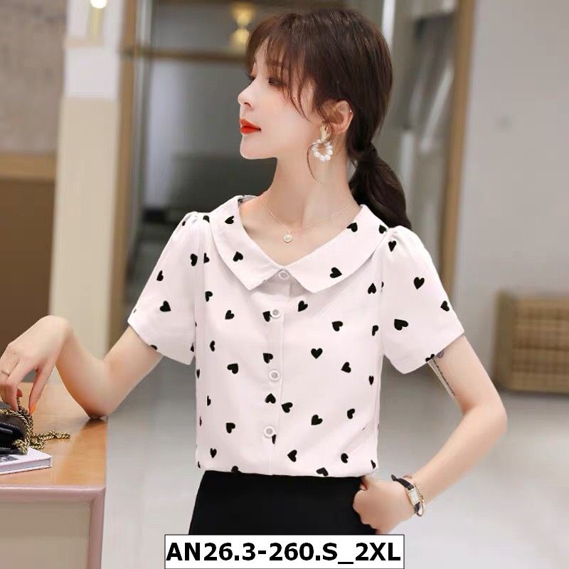 Áo sơ mi nữ đi làm công sở văn phòng đẹp họa tiết trái tim