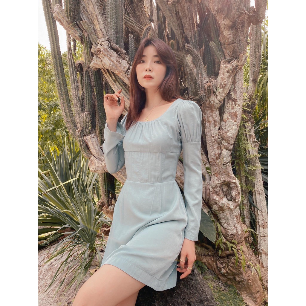 Đầm lụa xanh ánh nhũ Josephine Dress Gem Clothing SP060284