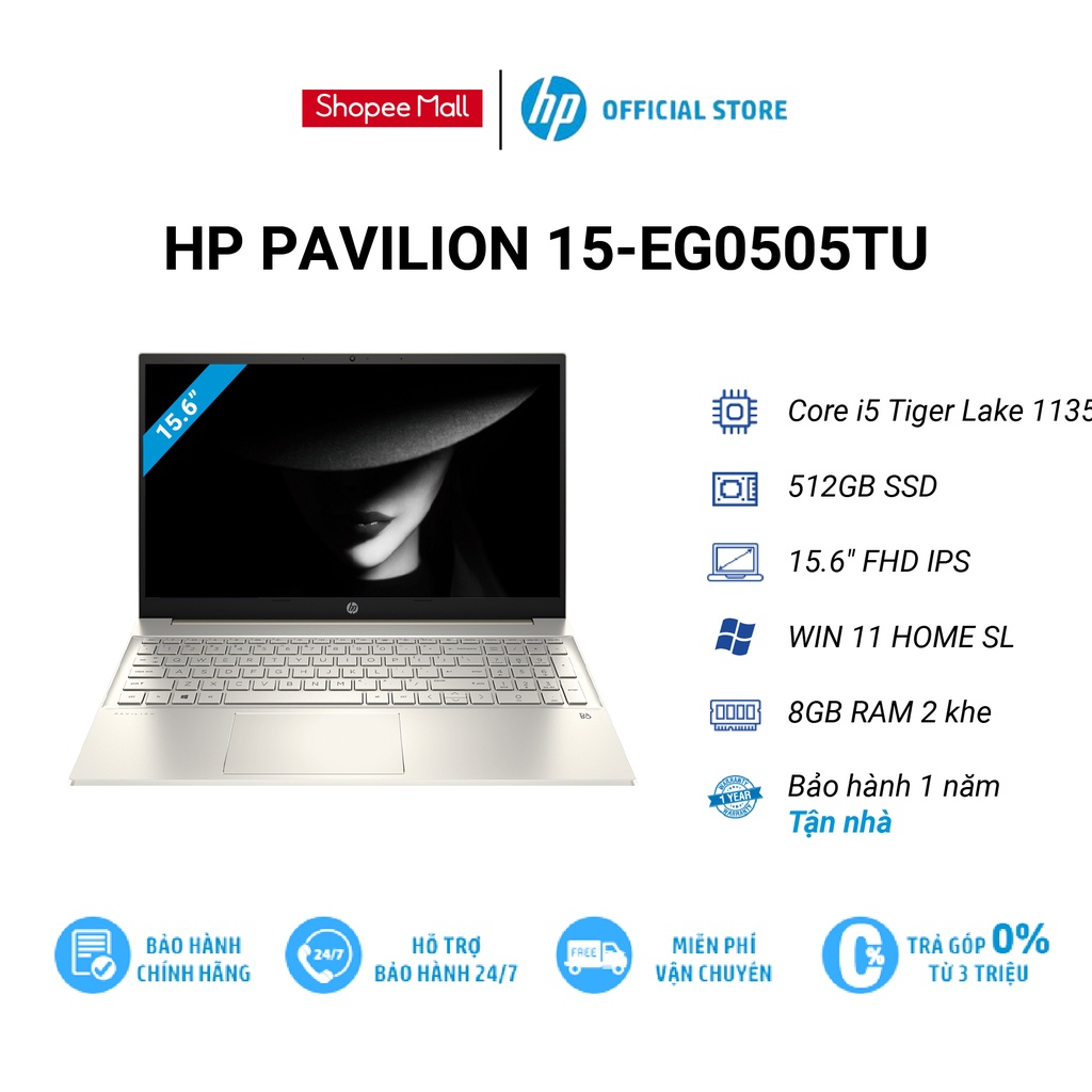 [ELHP15 giảm 10%] Laptop HP Pavilion 15-eg0505TU (46M02PA) i5-1135G7 | 8GB RAM | 512GB SSD | Intel Iris Xe