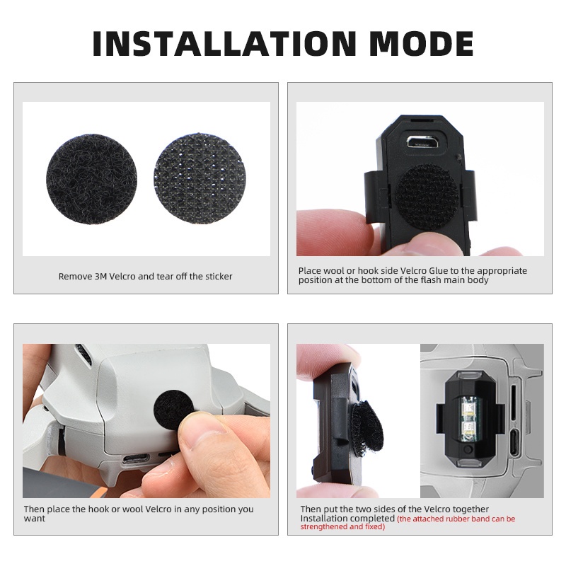 Drone Mini Chống Va Chạm Có Đèn Led 3 / 7 Màu Thông Dụng Cho Xe Máy