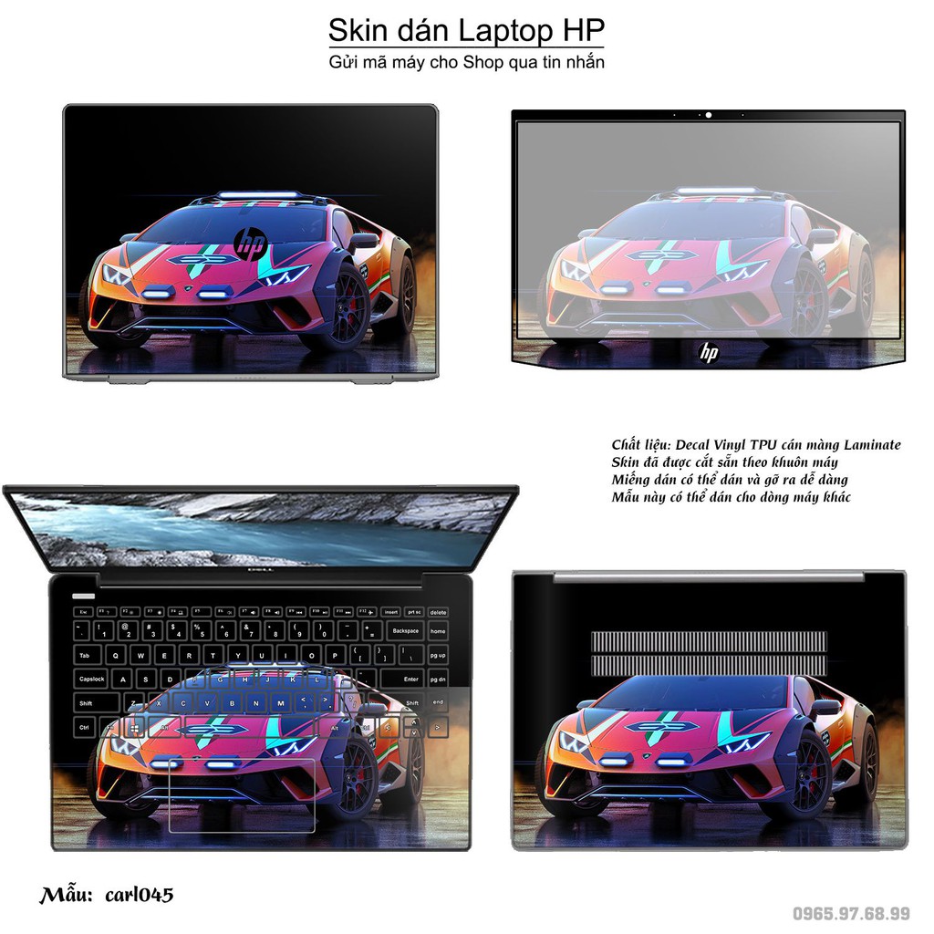Skin dán Laptop HP in hình xe hơi nhiều mẫu 2 (inbox mã máy cho Shop)