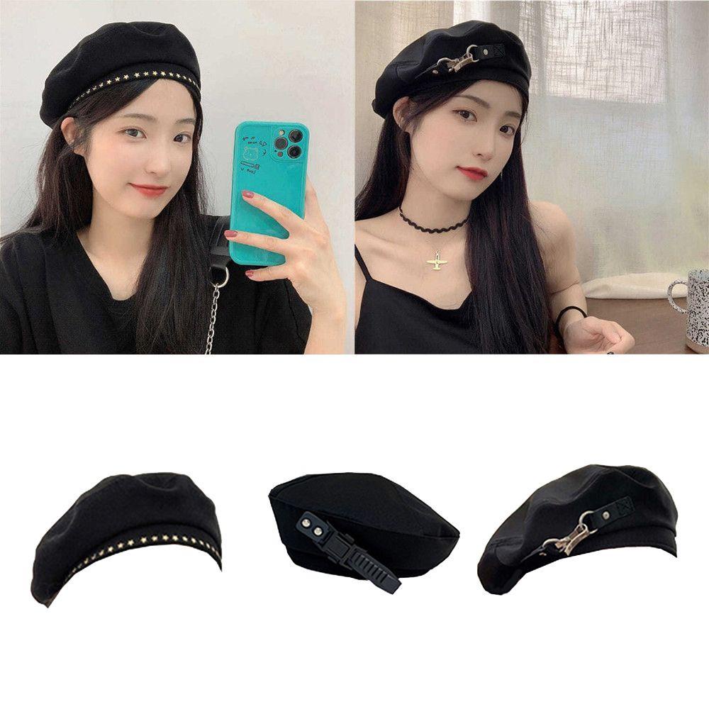 PINEVN Mũ Nồi Kiểu Họa Sĩ Pháp Phối Vòng Kim Loại Đôi Cá Tính Dễ Thương