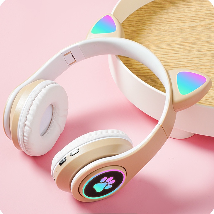 "Tại chỗ" tai nghe đầu mèo tai nghe bluetooth tai nghe phát sáng tai mèo vuốt mèo dễ thương mát mẻ tai nghe bluetooth không dây chất lượng âm thanh cao