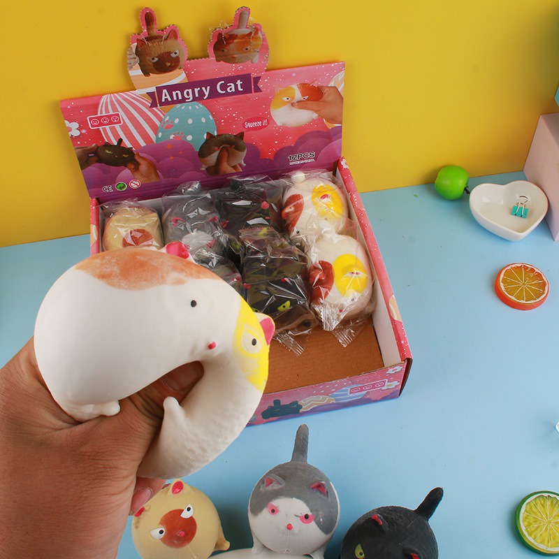 Mèo ú giận dữ squishy đồ chơi bóp trút giận giải tỏa căng thẳng mèo mặt quạu mochi