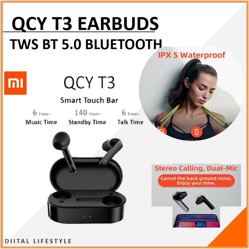 【100% gốc xác thực】Tai Nghe Không Dây Qcy T3 Tws Tích Hợp Mic Chống Ồn Cho Android / Iphone