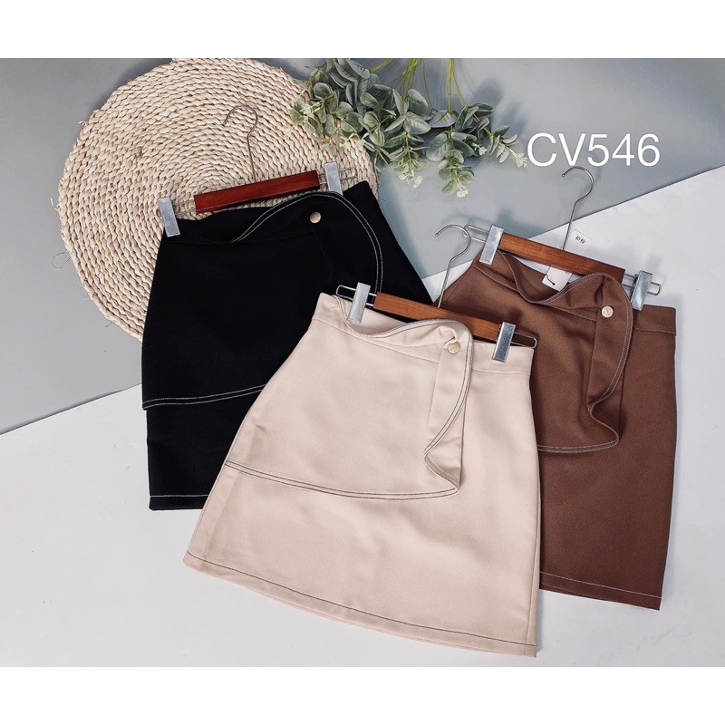 SALE Chân váy chữ a phối vạt trần chỉ sành điệu, chân váy công ở trên gối
