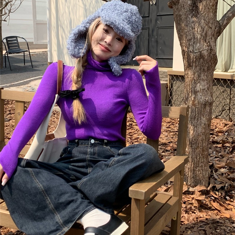 Áo Len Tay Dài Cổ Lọ Màu Sắc Ngọt Ngào Thời Trang