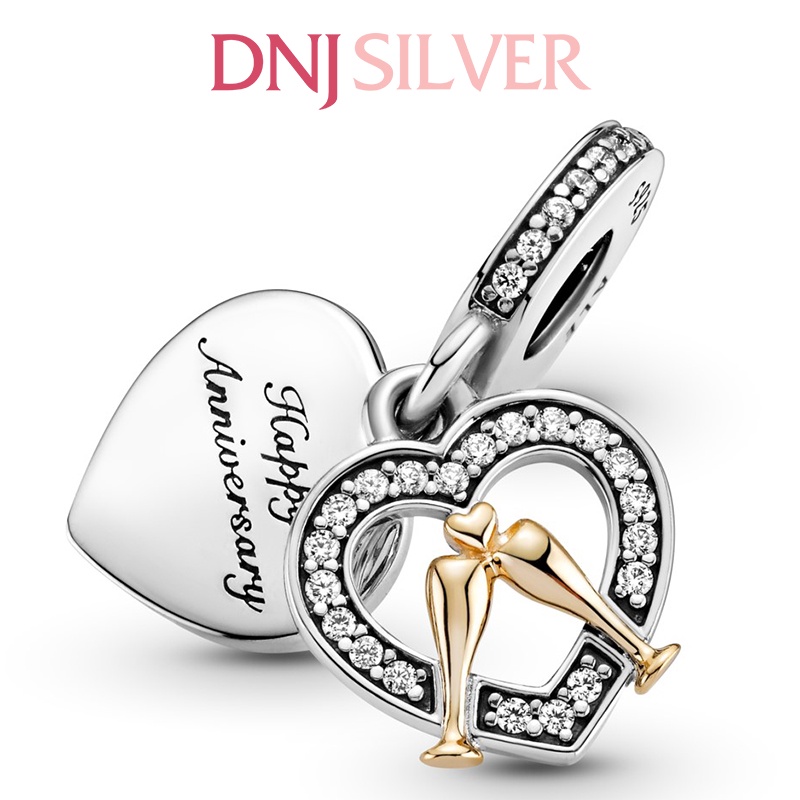 [Hàng cao cấp] Charm bạc 925 cao cấp, hàng chuẩn bạc - Charm Two-tone Happy Anniversary thích hợp để mix vòng tay charm