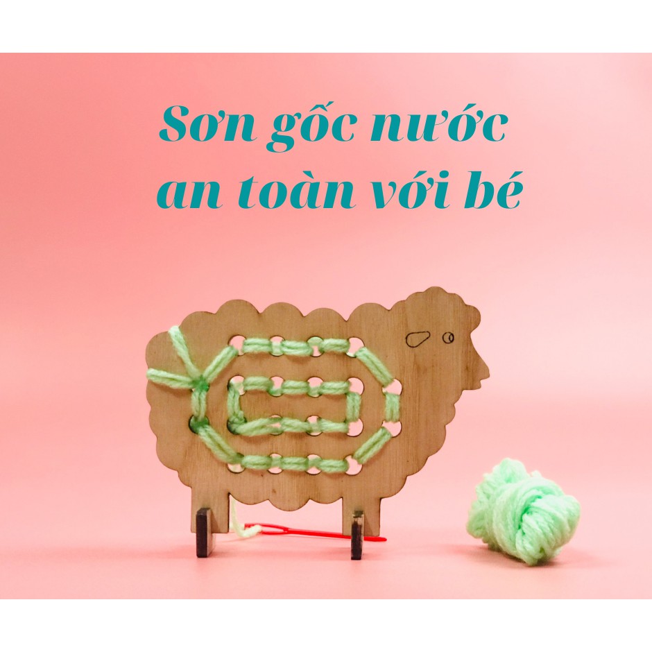 Cừu Đan Len, Đồ Chơi Xâu Dây Chữ Bằng Gỗ Giúp Bé Phát Triển Kỹ Năng